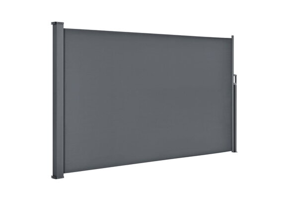 Windscherm 350x180 cm – grijs – uitschuifbaar – tuinafscherm