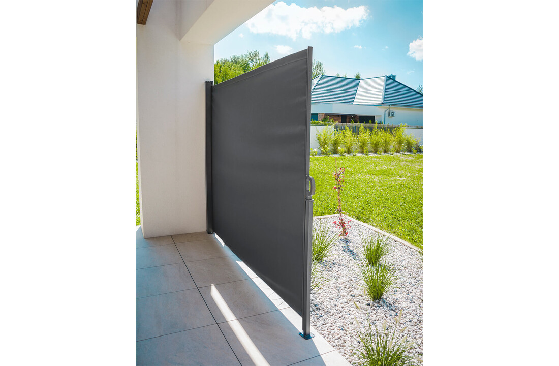 Windscherm - grijs - uitschuifbaar - 350x180 cm