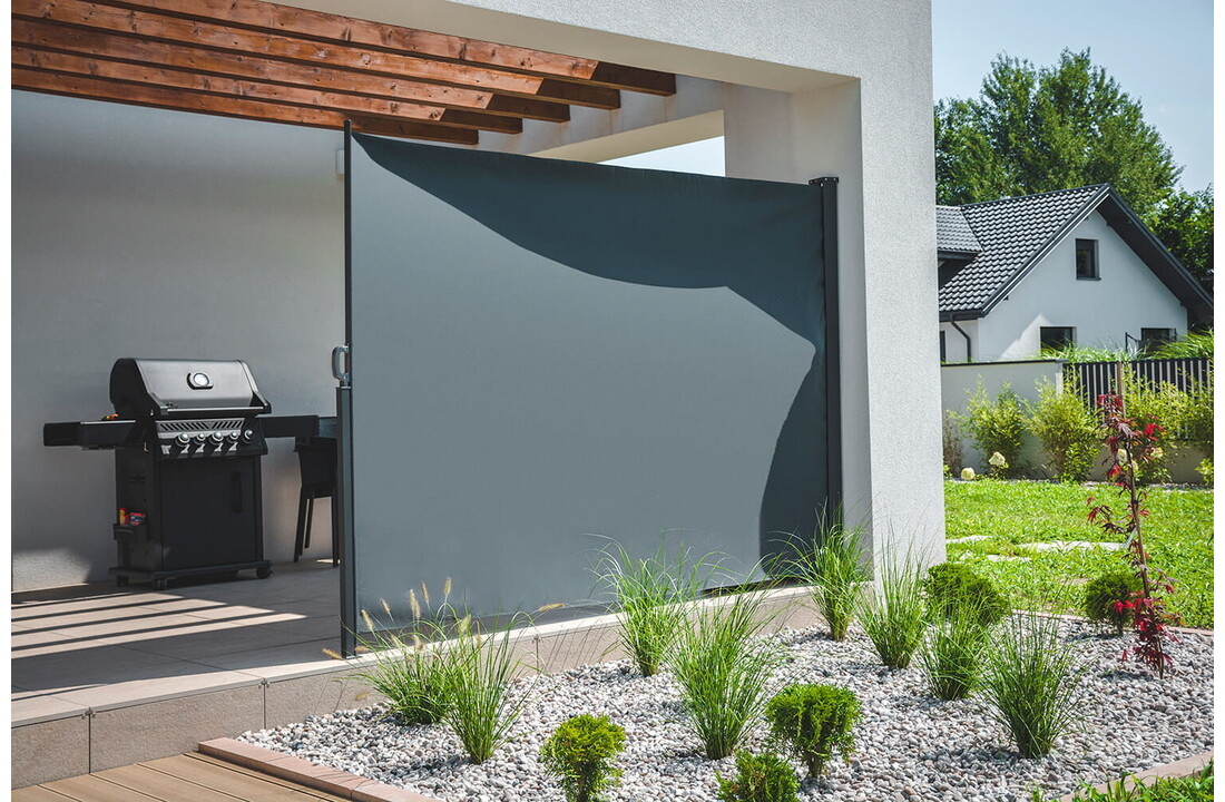 Windscherm - grijs - uitschuifbaar - 350x180 cm