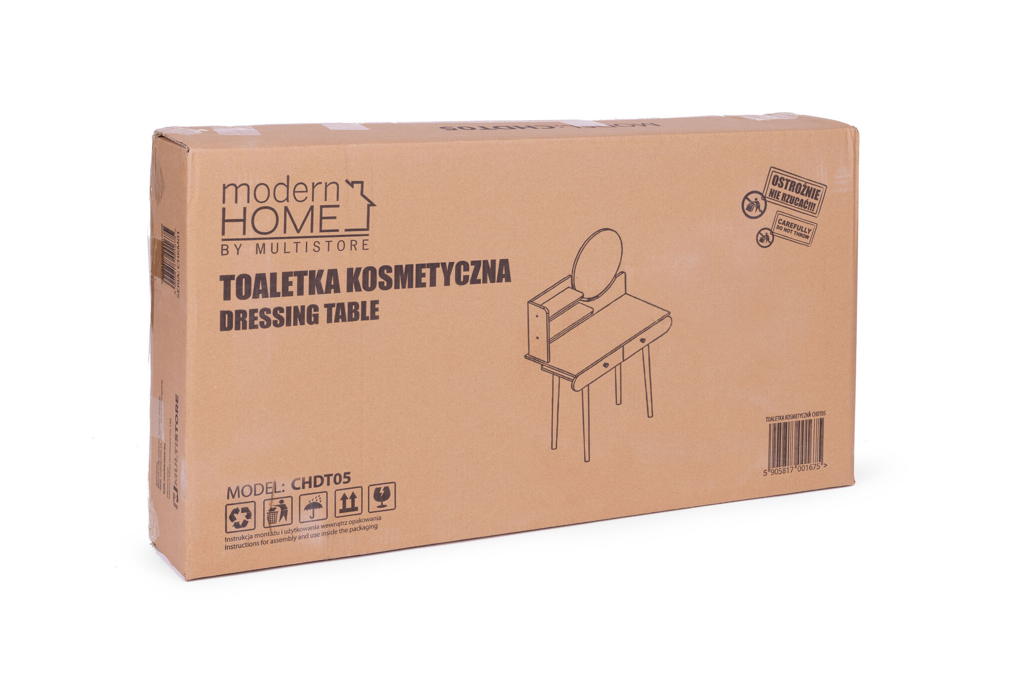 Kaptafel - ronde spiegel – 2 lades – 80x40x122 cm - hout wit