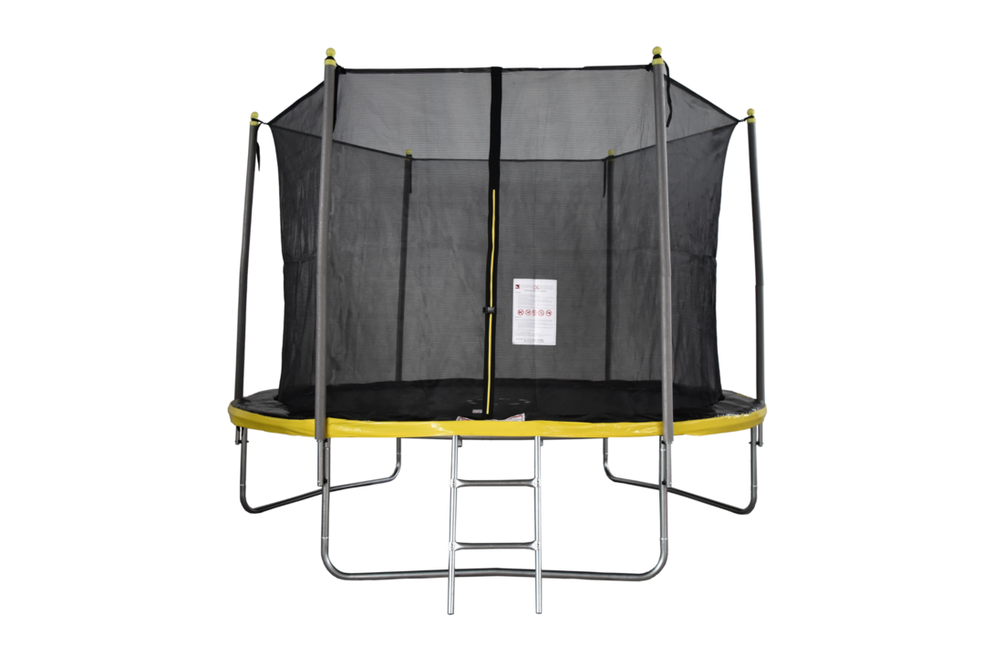 Trampoline 305 cm rond - met net en ladder – geel/zwart