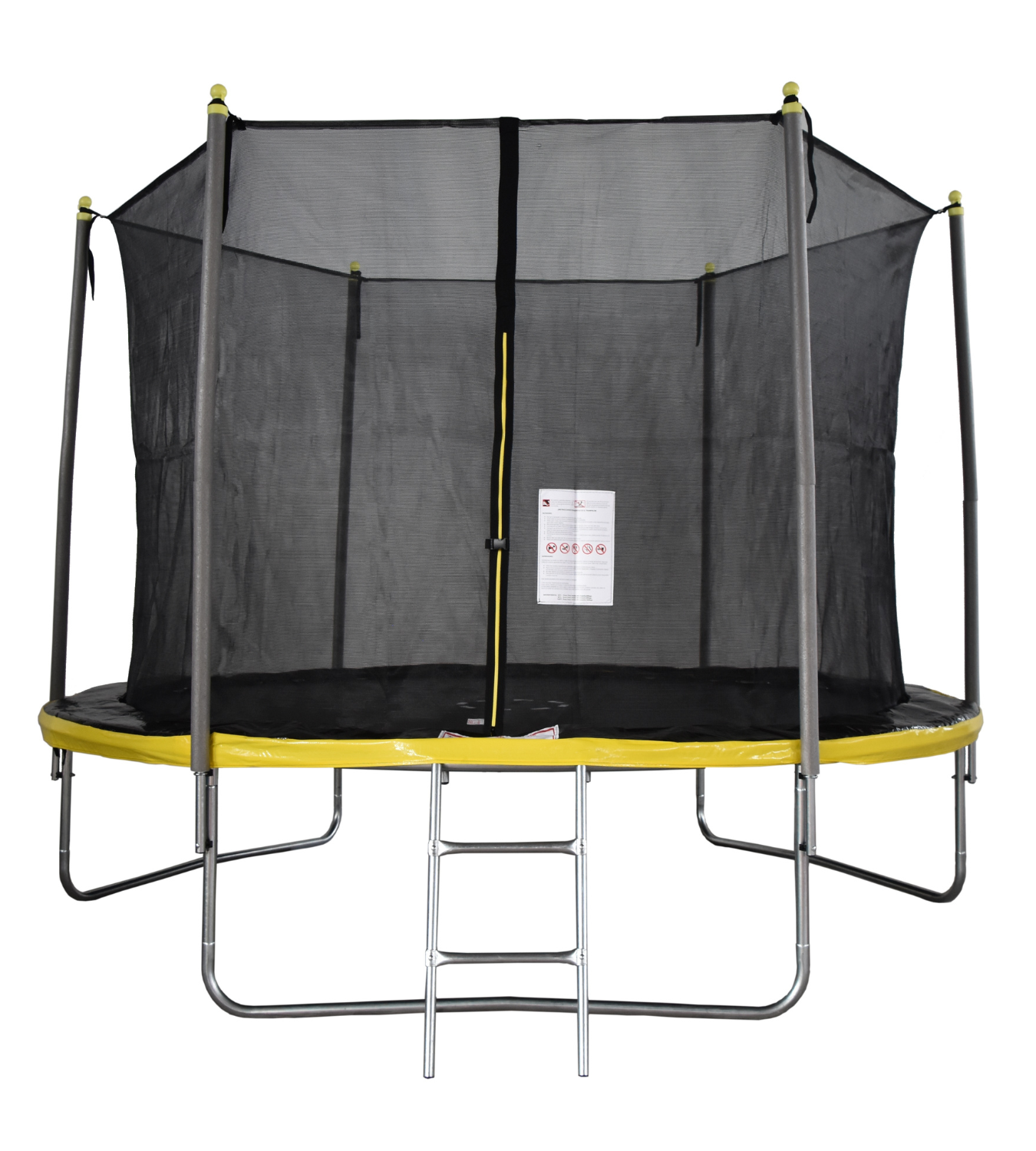 Trampoline 305 cm rond - met net en ladder – geel/zwart