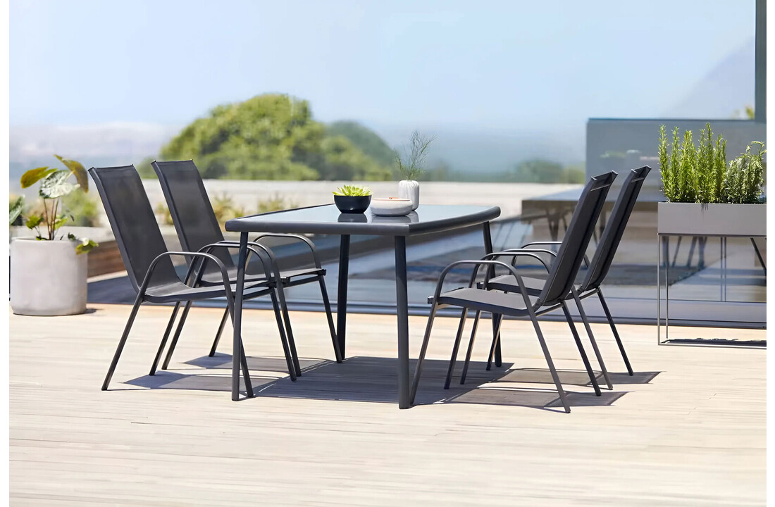 Tuinstoelen - zwart - 90.5 x 72 x 55 cm - weerbestendig