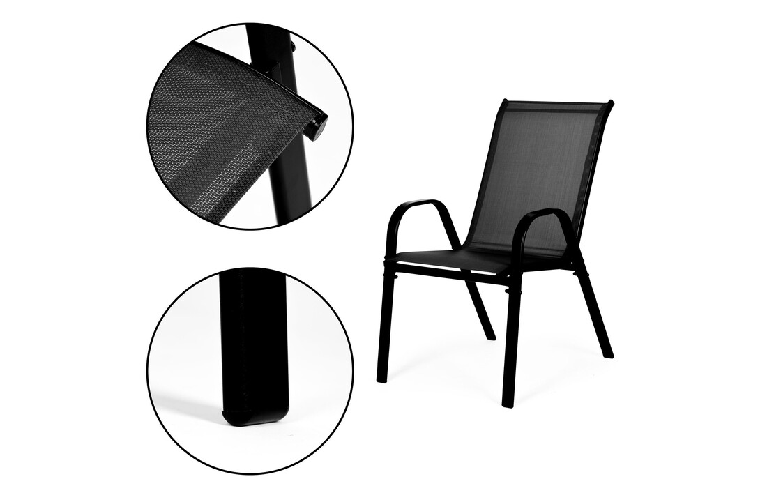 Tuinstoelen set van 2 – 55 x 72 x 90,5 cm – zwart