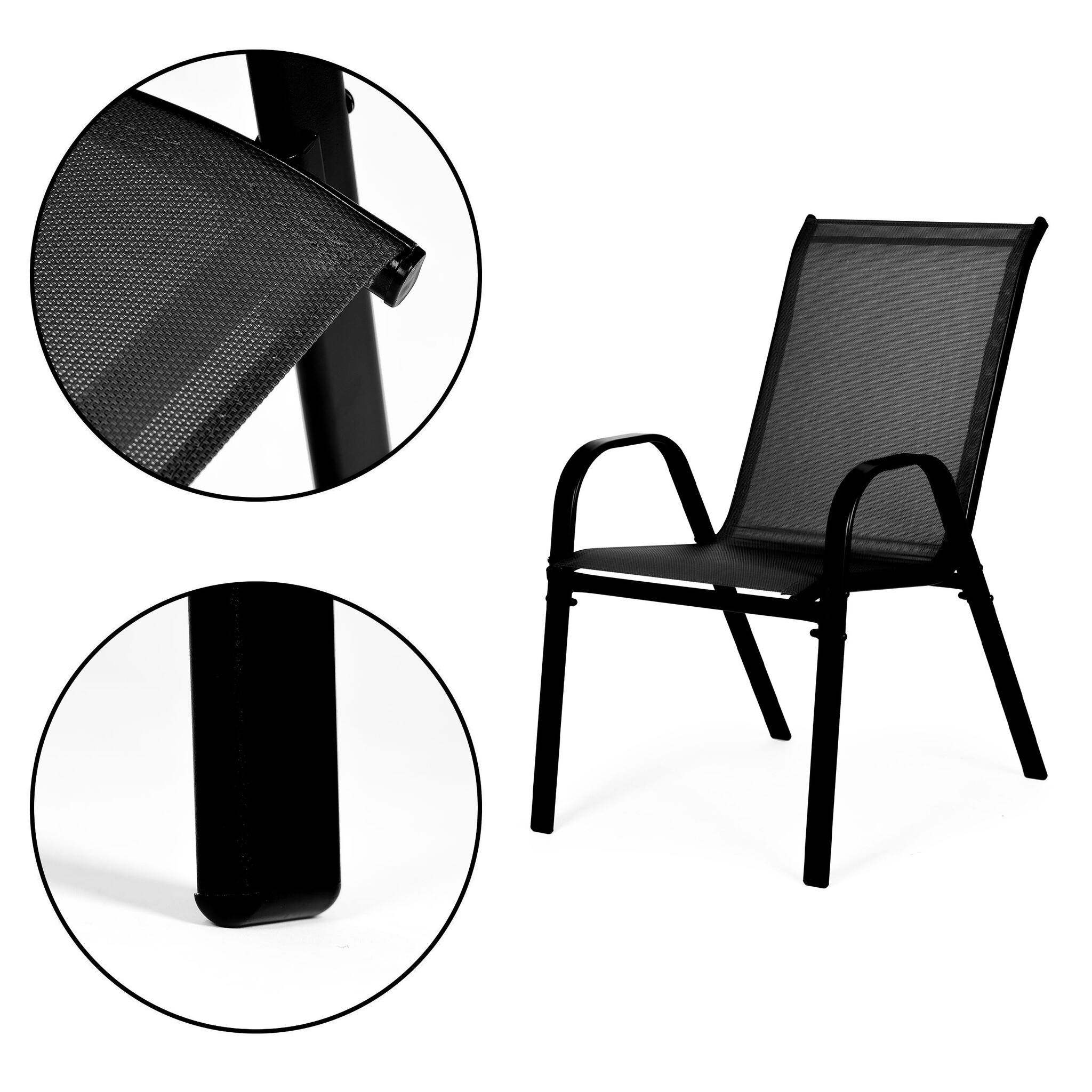 Tuinstoelen set van 2 – 55 x 72 x 90,5 cm – zwart