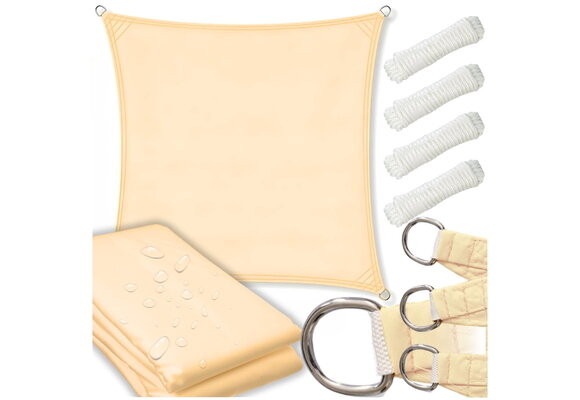 Schaduwdoek - zonnedoek - vierkant - 5x5 m - beige