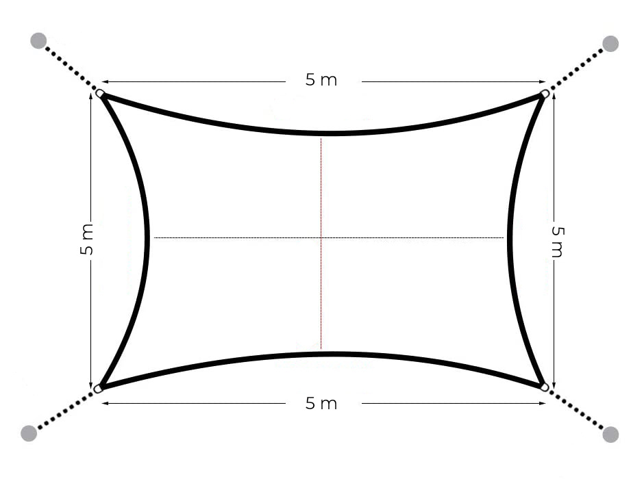 Schaduwdoek 5x5m – vierkant – polyester zonnedoek – grijs