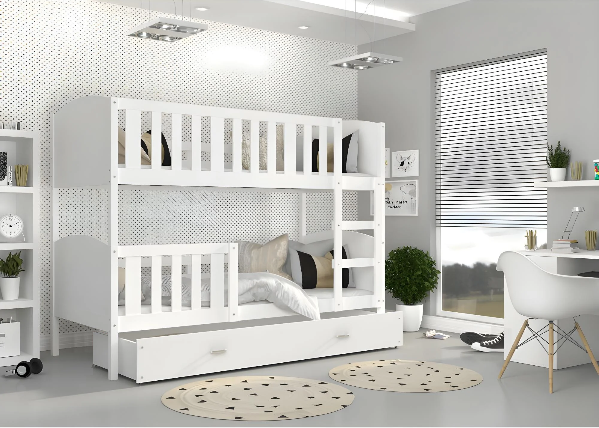 Stapelbed-kind-200x90cm-wit-inclusief matrassen