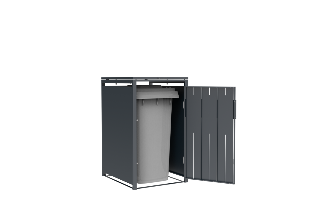 Container ombouw voor 1 container - staal - houtlook antraciet