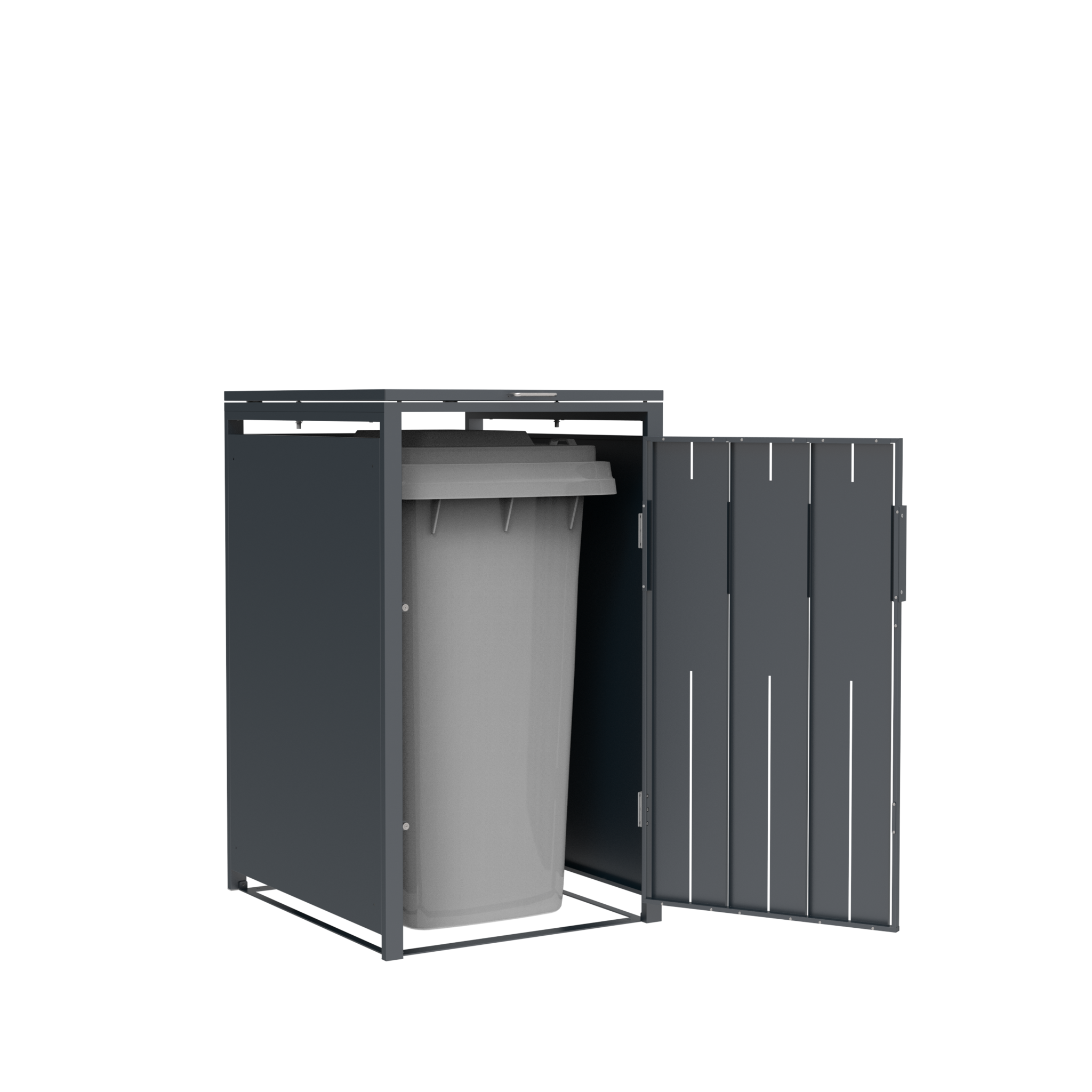 Container ombouw voor 1 container - staal - houtlook antraciet