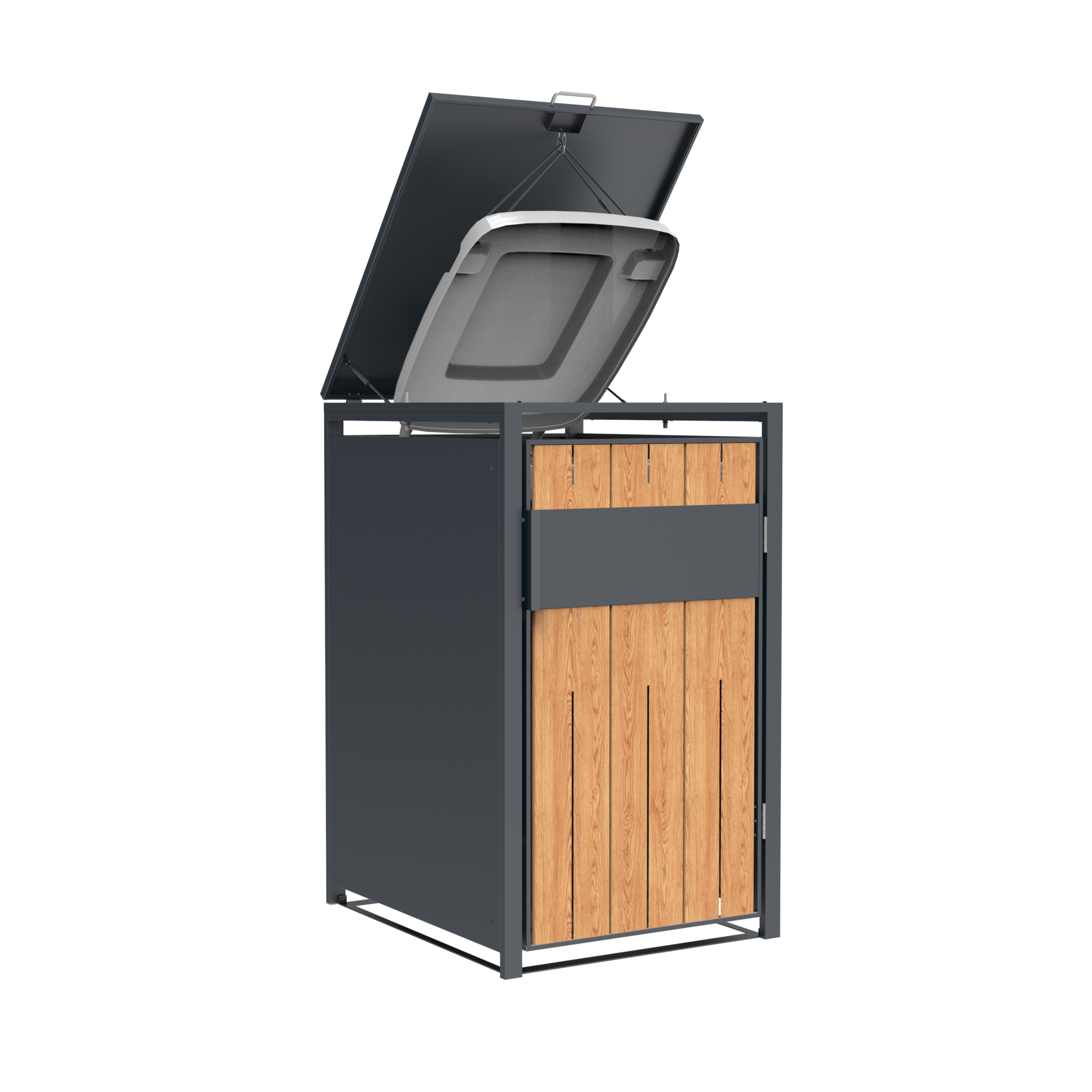 Container ombouw voor 1 container - staal - houtlook antraciet