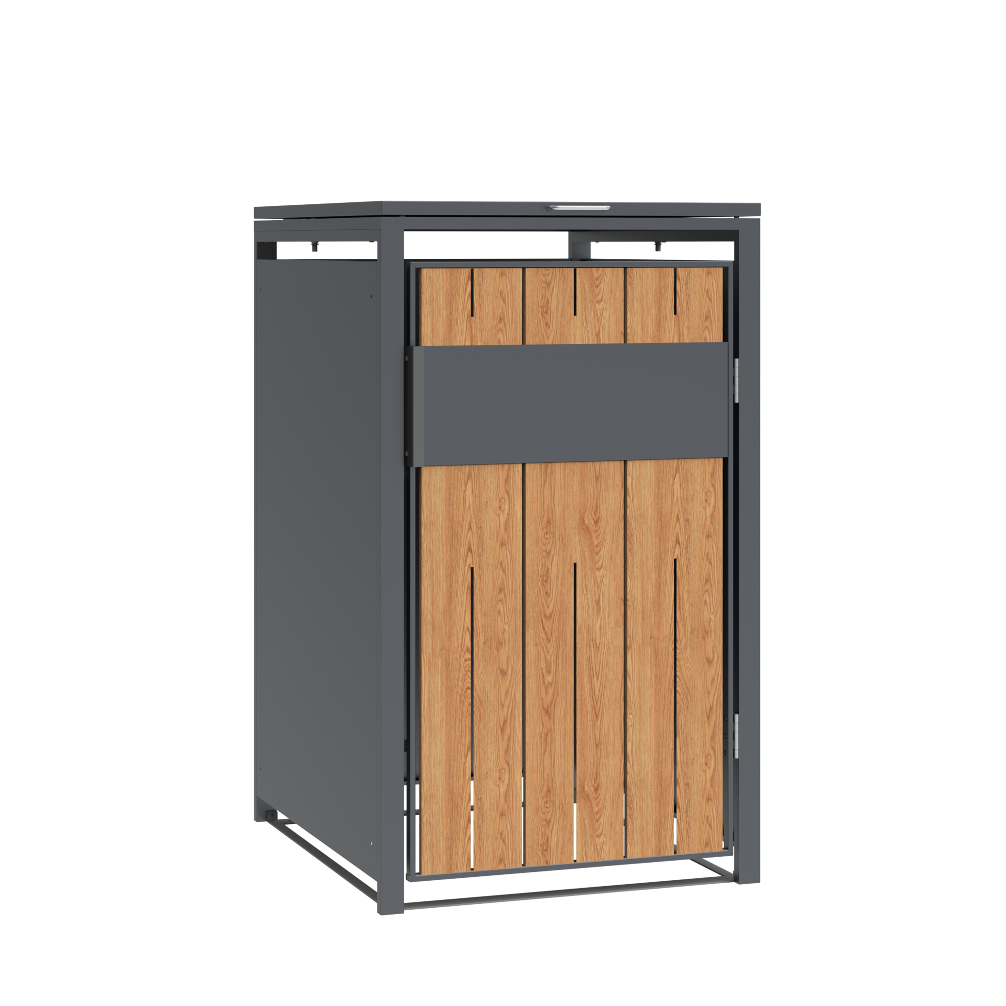 Container ombouw voor 1 container - staal - houtlook antraciet