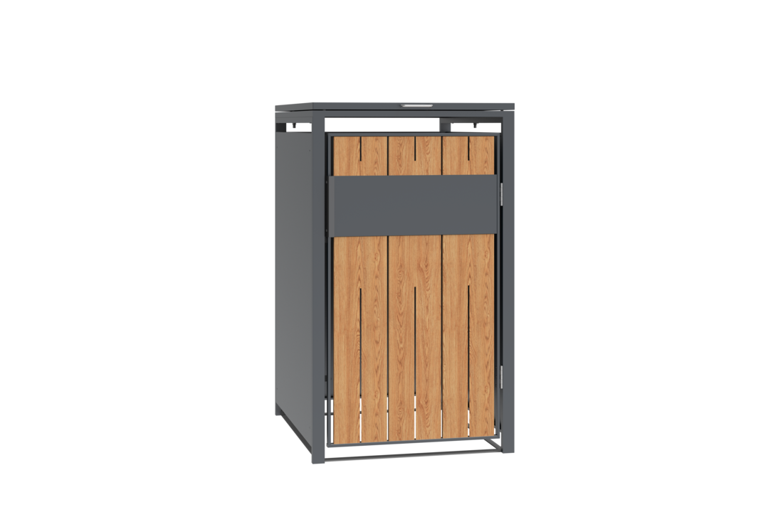 Container ombouw voor 1 container - staal - houtlook antraciet