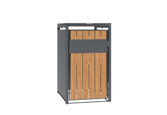 Container ombouw voor 1 container - staal - houtlook antraciet