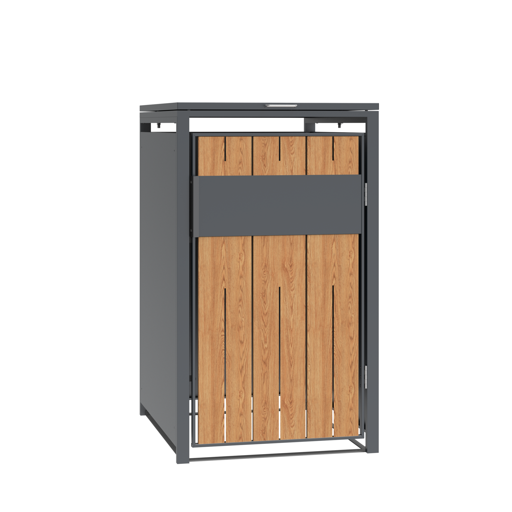 Container ombouw voor 1 container - staal - houtlook antraciet