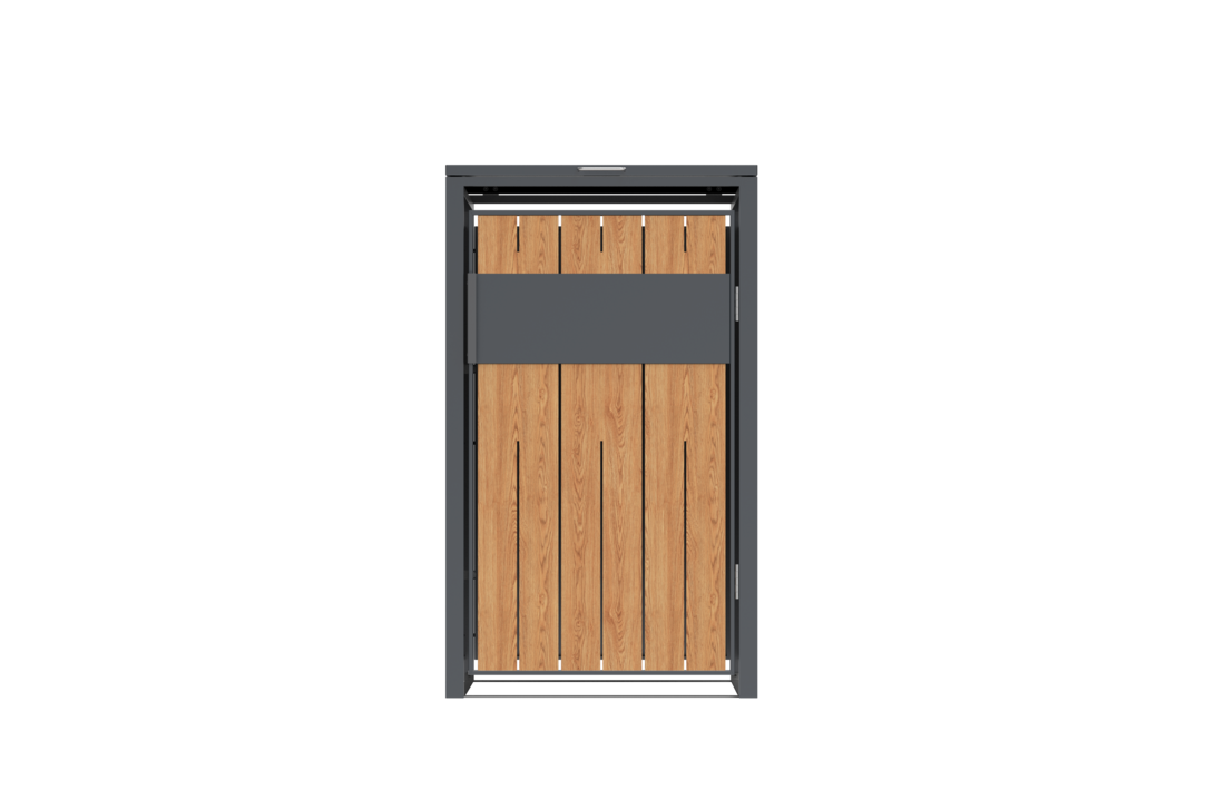 Container ombouw voor 1 container - staal - houtlook antraciet