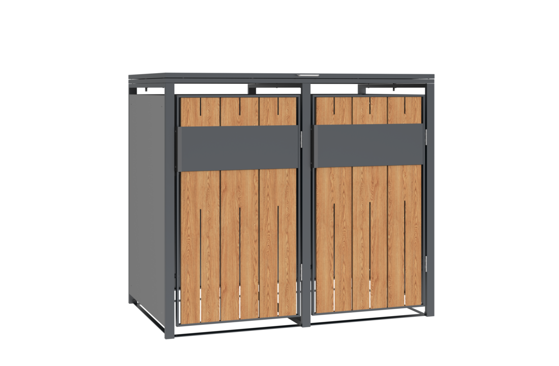 Container ombouw - 2 containers - staal - houtlook antraciet