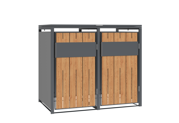 Container ombouw - 2 containers - staal - houtlook antraciet