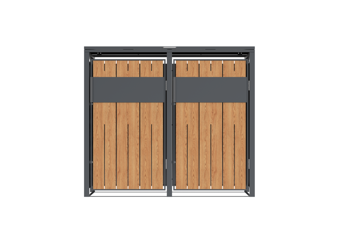 Container ombouw - 2 containers - staal - houtlook antraciet
