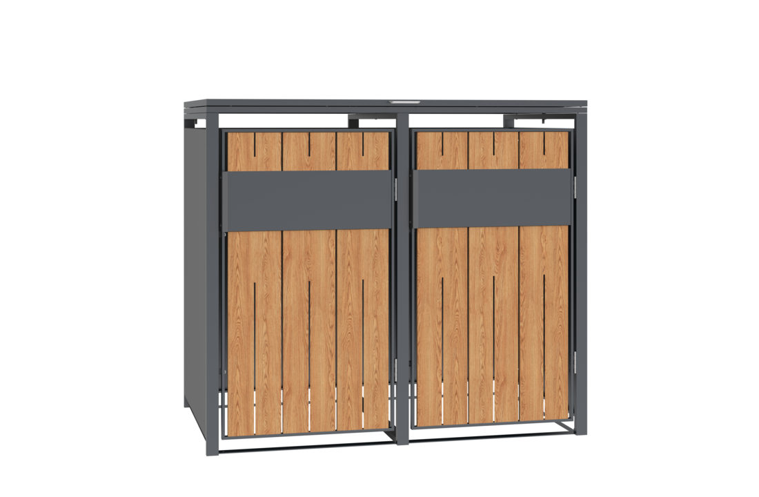 Container ombouw - 2 containers - staal - houtlook antraciet