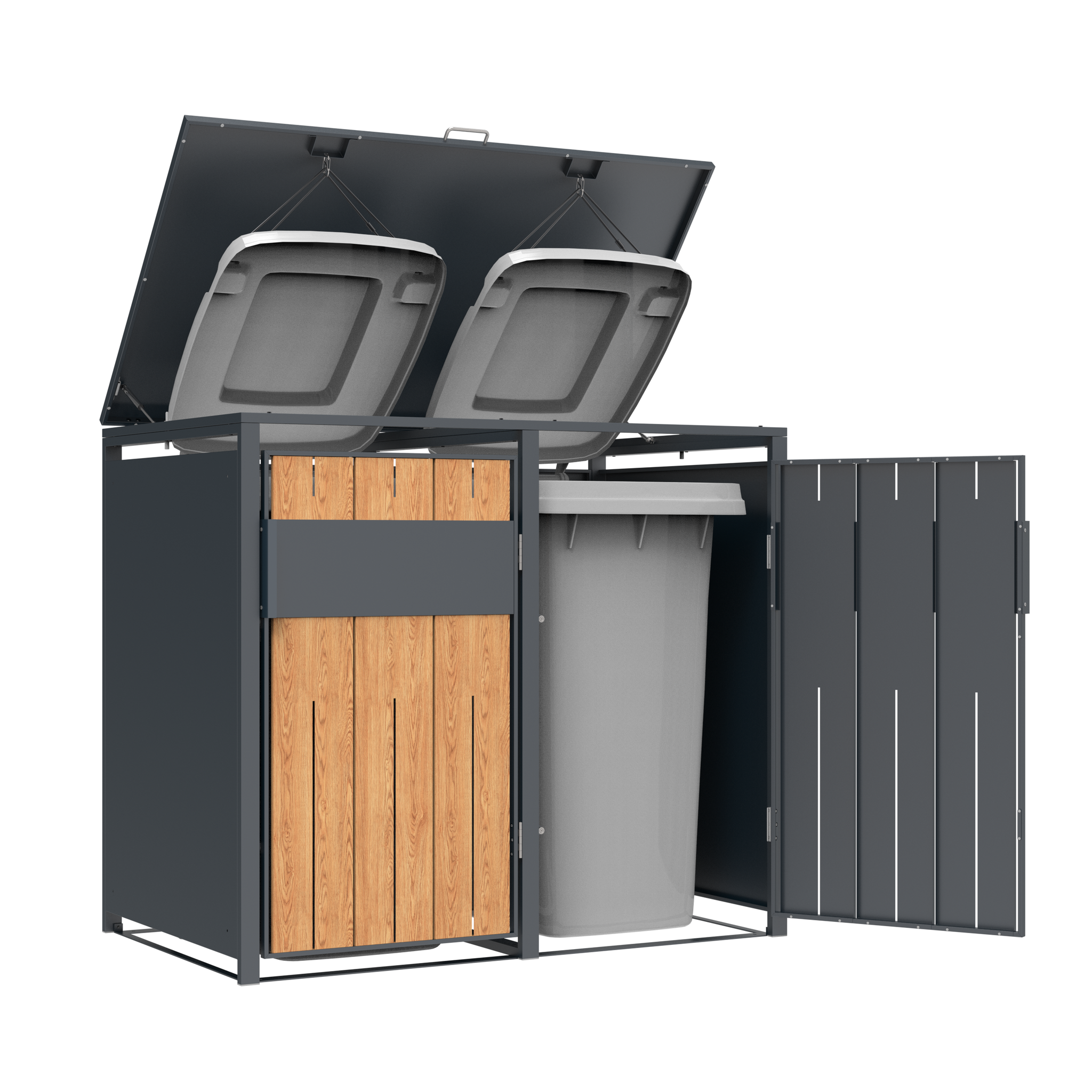 Container ombouw - 2 containers - staal - houtlook antraciet