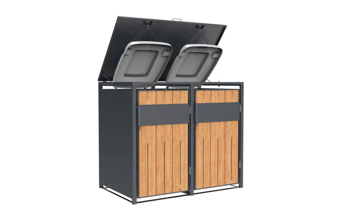Container ombouw - 2 containers - staal - houtlook antraciet