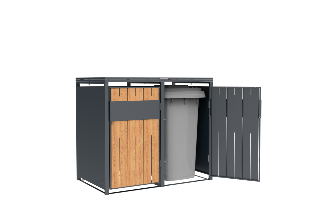 Container ombouw - 2 containers - staal - houtlook antraciet