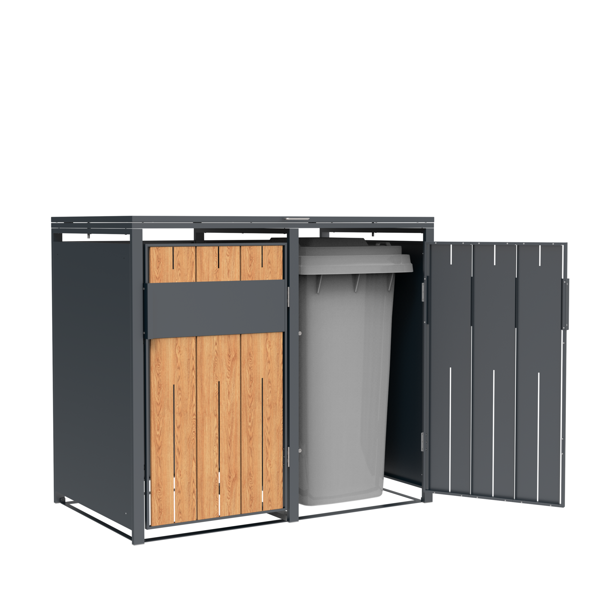 Container ombouw - 2 containers - staal - houtlook antraciet