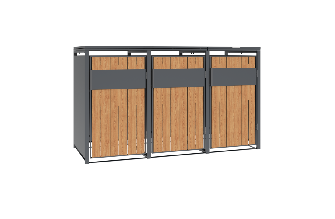Container ombouw - 3 containers - staal - houtlook antraciet