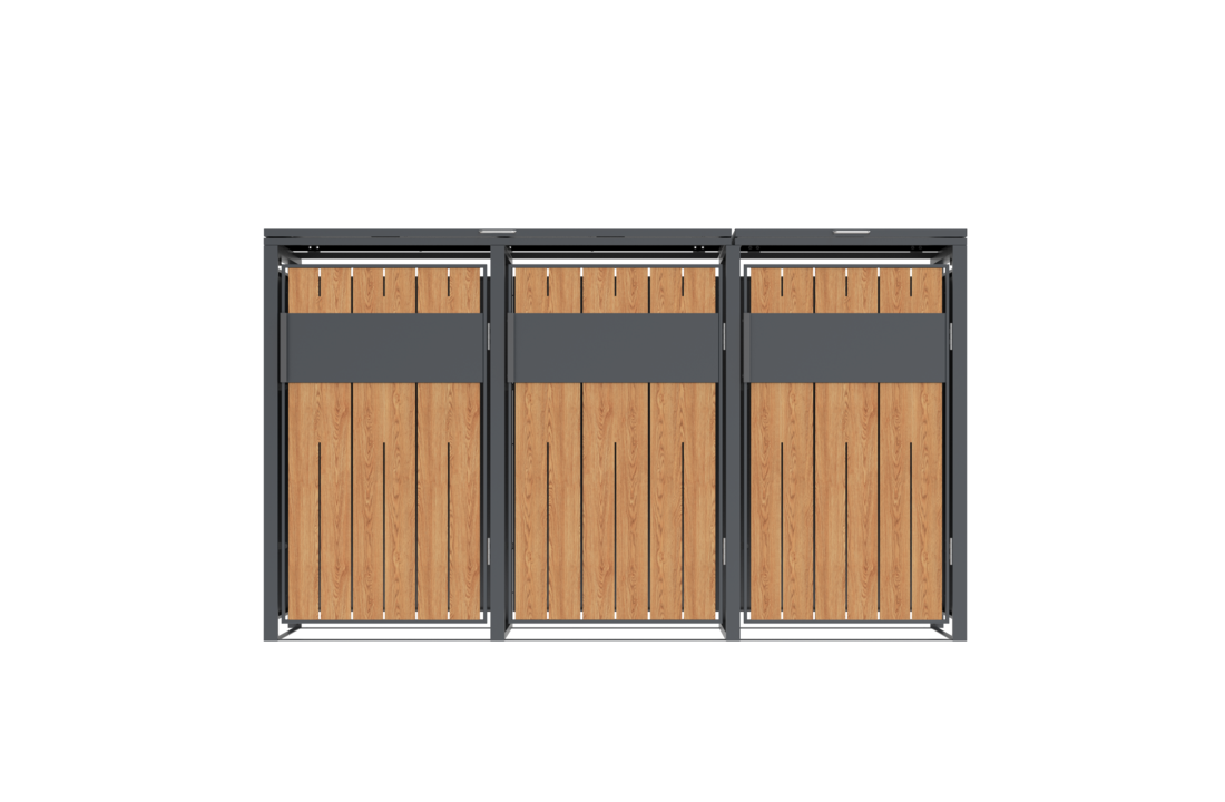 Container ombouw - 3 containers - staal - houtlook antraciet