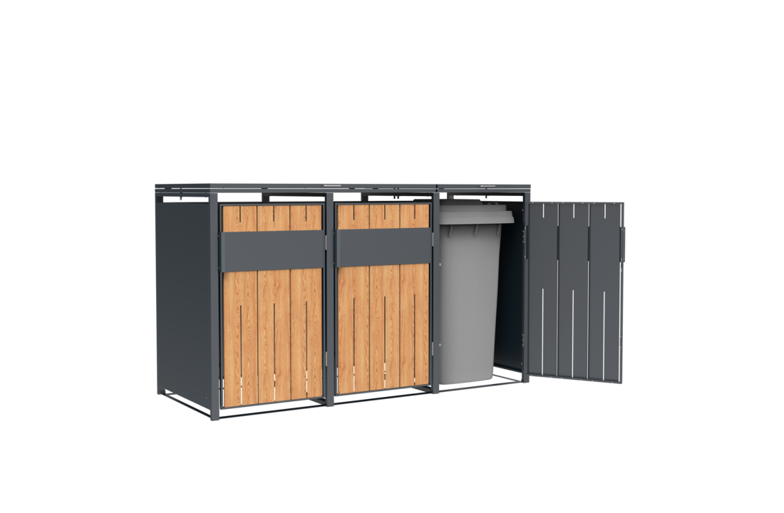 Container ombouw - 3 containers - staal - houtlook antraciet