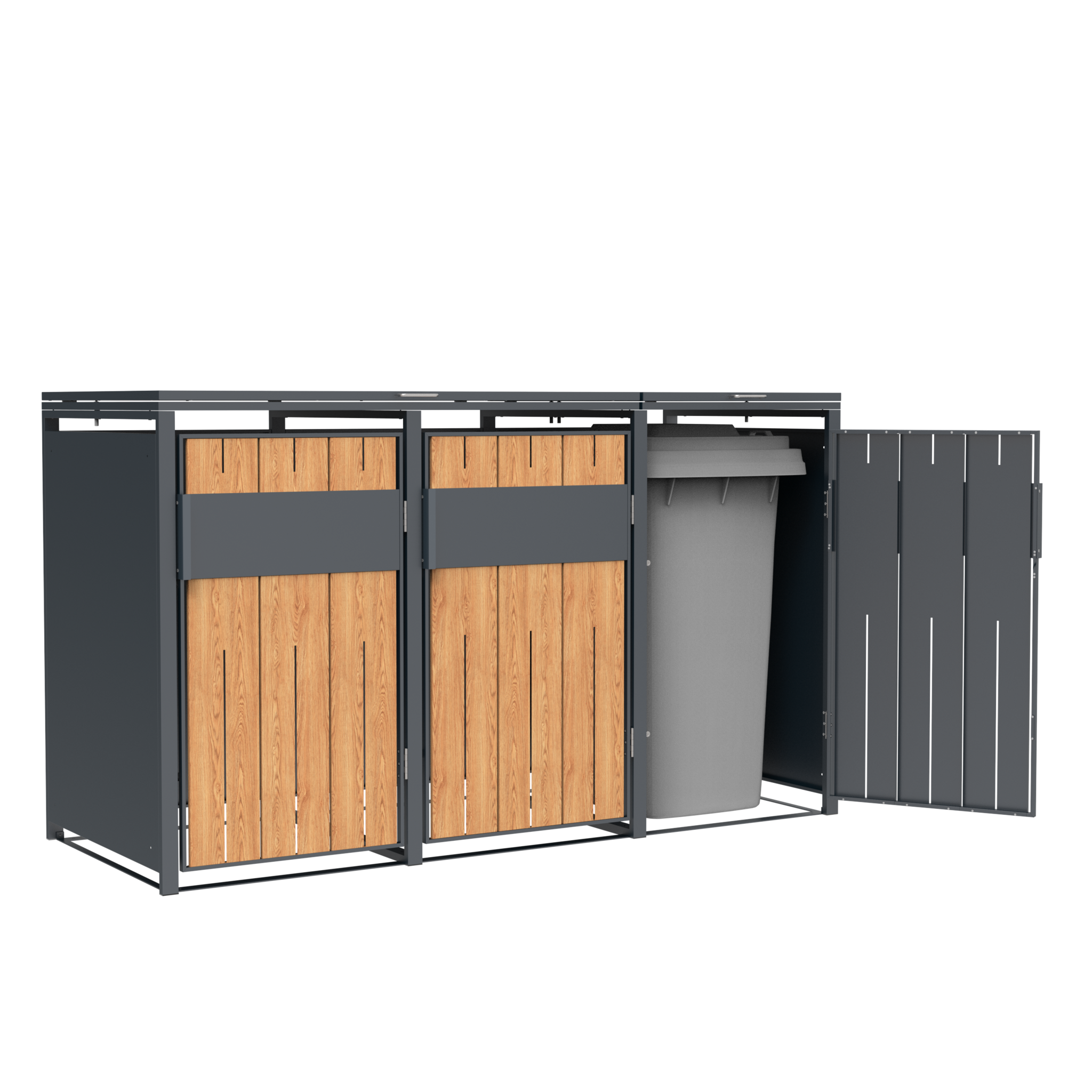 Container ombouw - 3 containers - staal - houtlook antraciet