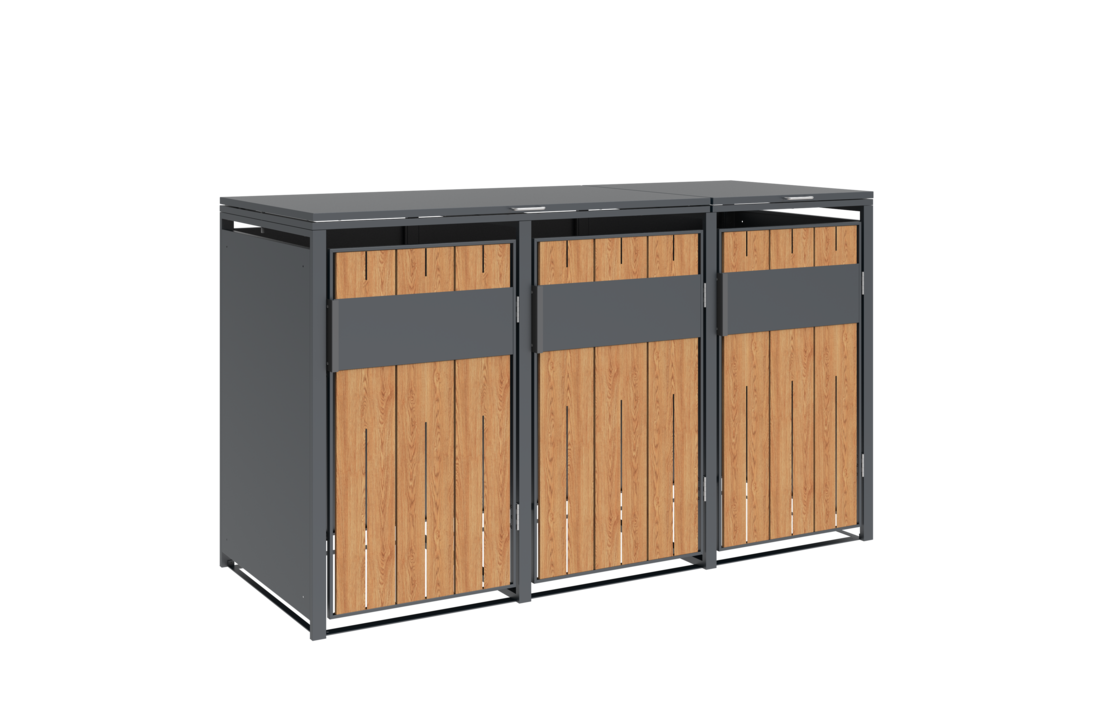 Container ombouw - 3 containers - staal - houtlook antraciet