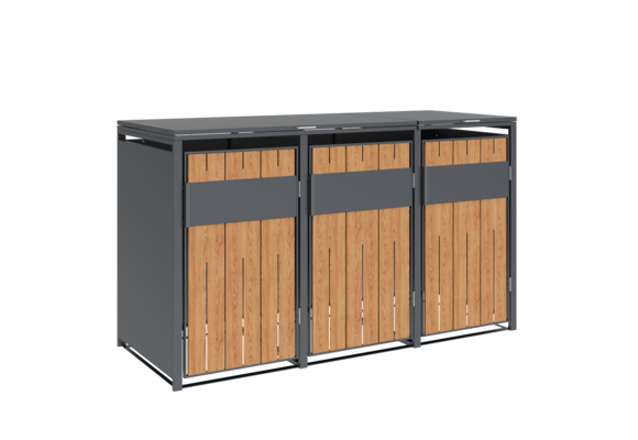 Container ombouw - 3 containers - staal - houtlook antraciet