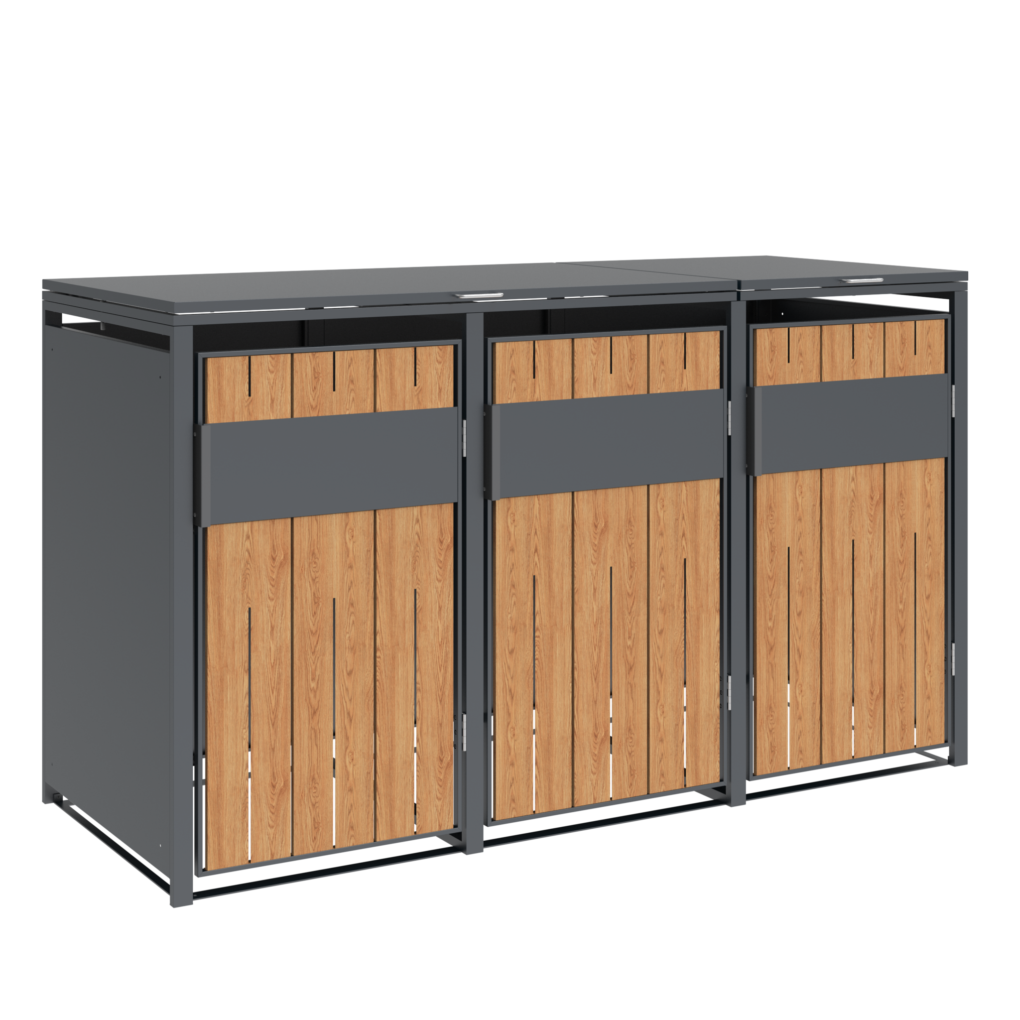 Container ombouw - 3 containers - staal - houtlook antraciet