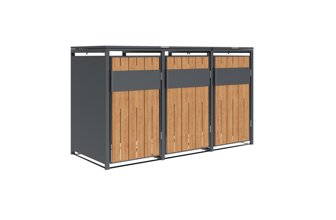 Container ombouw - 3 containers - staal - houtlook antraciet