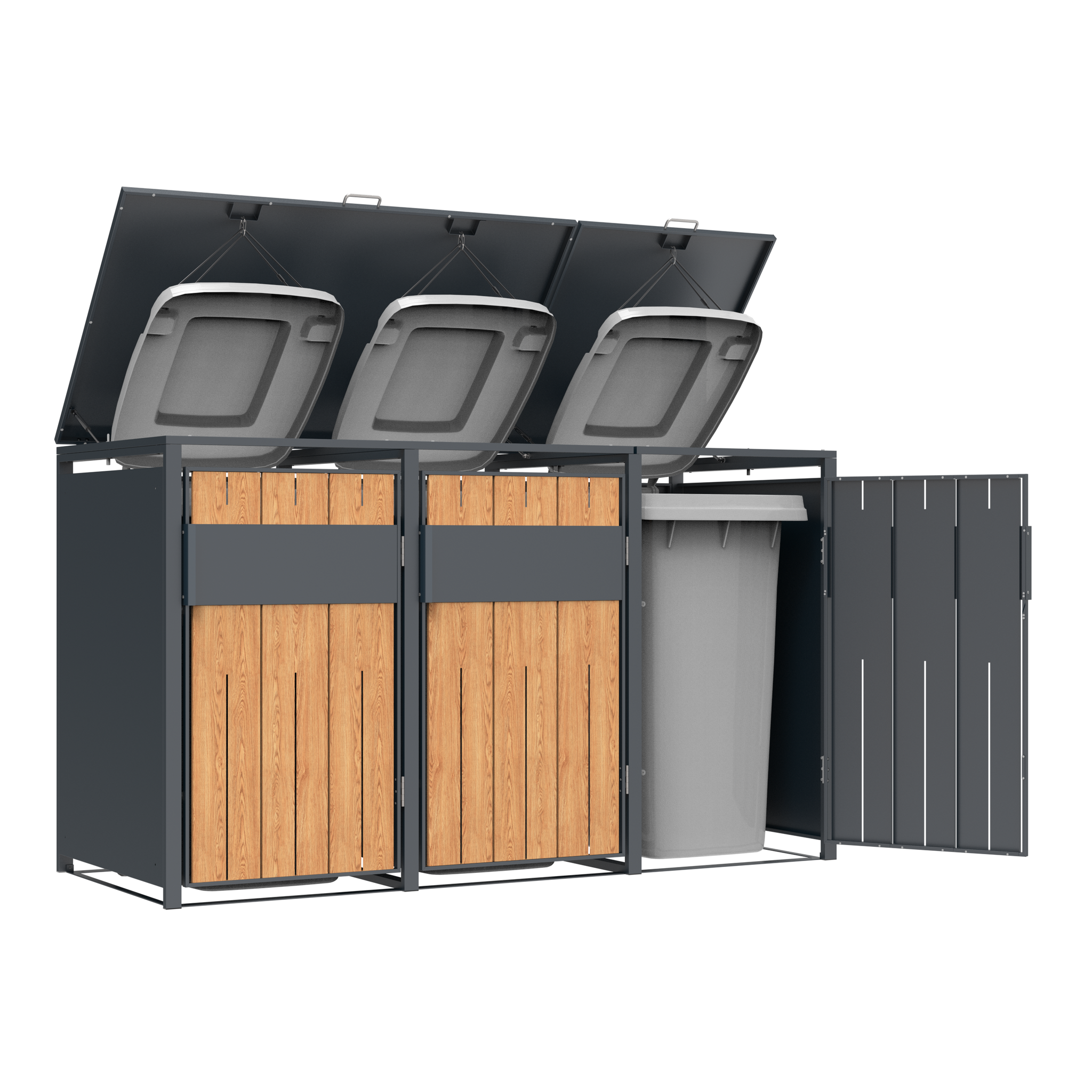 Container ombouw - 3 containers - staal - houtlook antraciet
