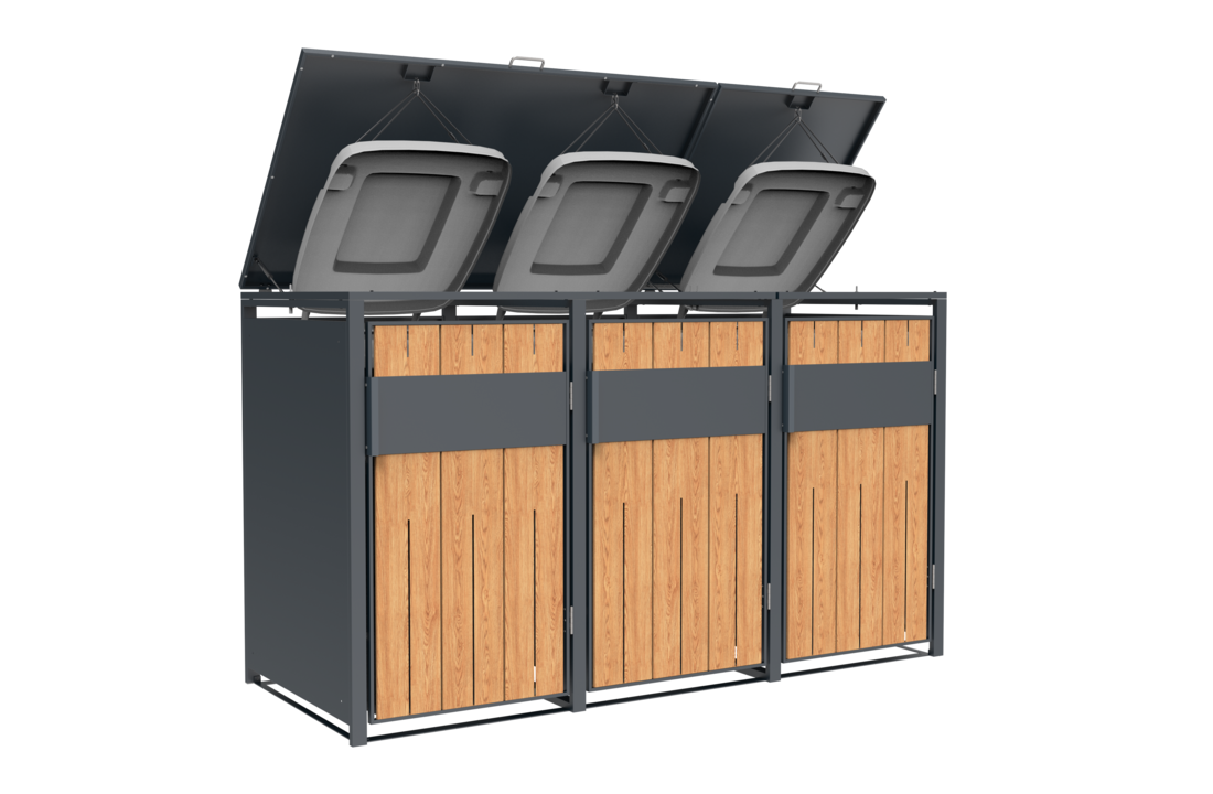 Container ombouw - 3 containers - staal - houtlook antraciet