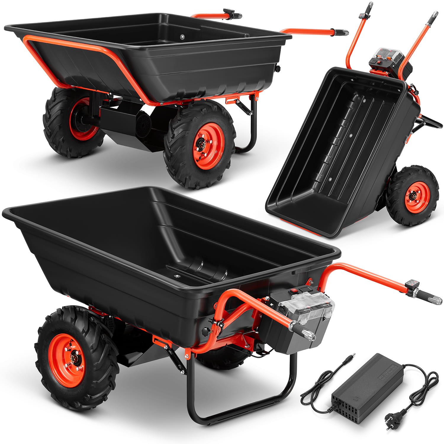 Elektrische kruiwagen - 300L - 300 kg hefvermogen - zwart