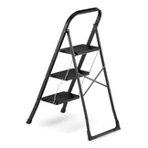 Huishoudtrap 3 treden - opvouwbaar - tot 150 kg - staal - zwart