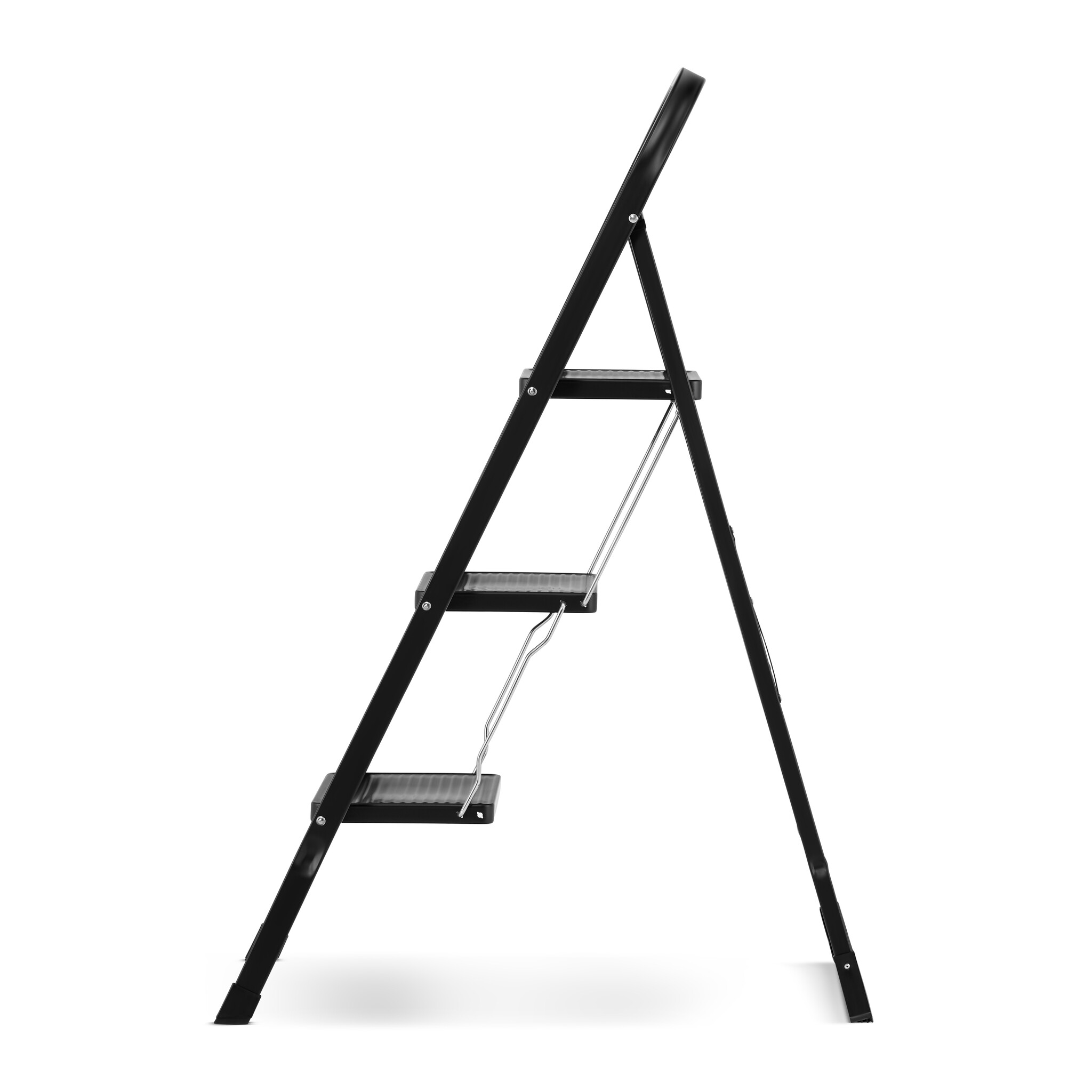 Huishoudtrap 3 treden - opvouwbaar - tot 150 kg - staal - zwart