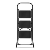 Huishoudtrap 3 treden - opvouwbaar - tot 150 kg - staal - zwart