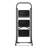 Huishoudtrap 3 treden - opvouwbaar - tot 150 kg - staal - zwart