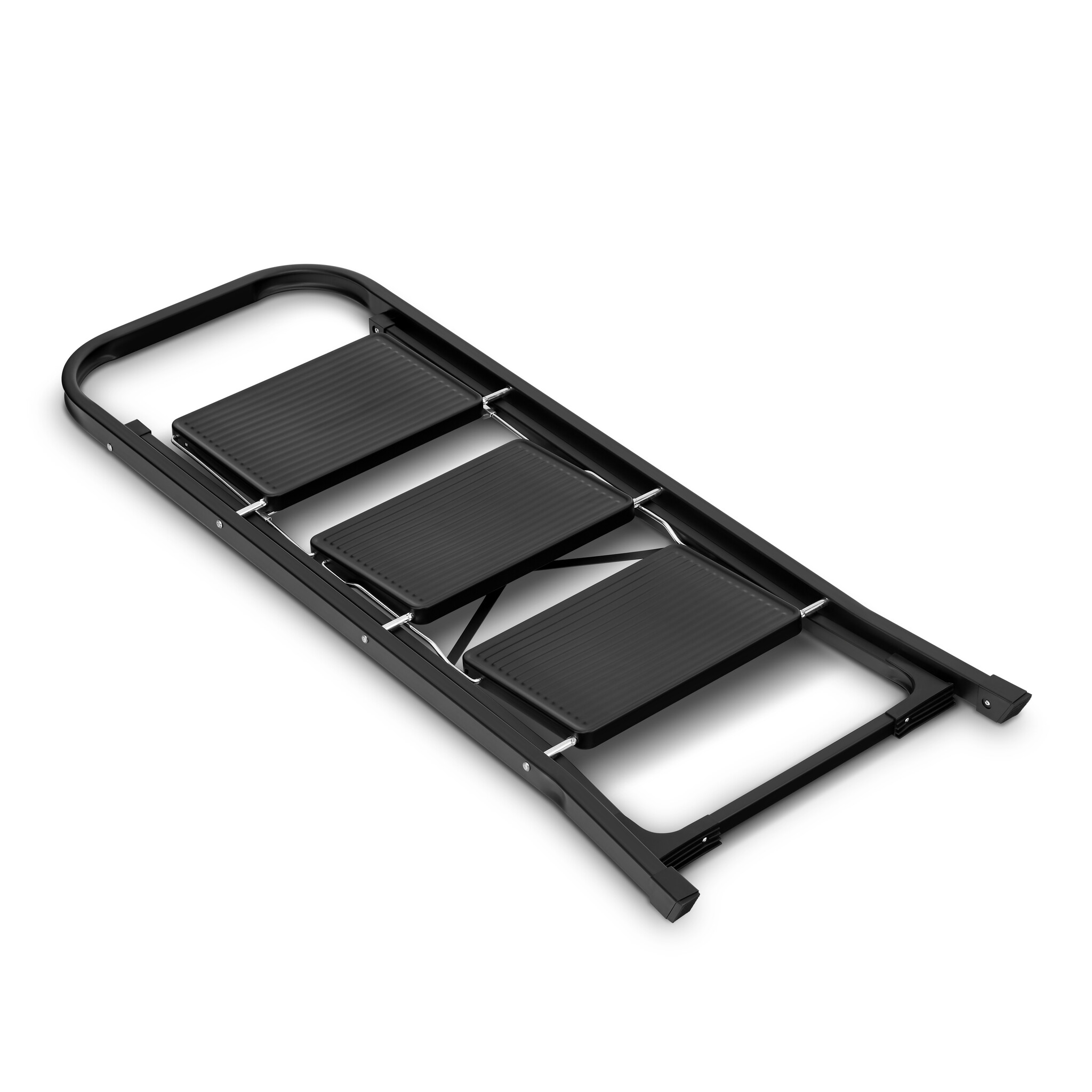 Huishoudtrap 3 treden - opvouwbaar - tot 150 kg - staal - zwart