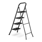 Huishoudtrap 4 treden - opvouwbaar - tot 150 kg - staal - zwart