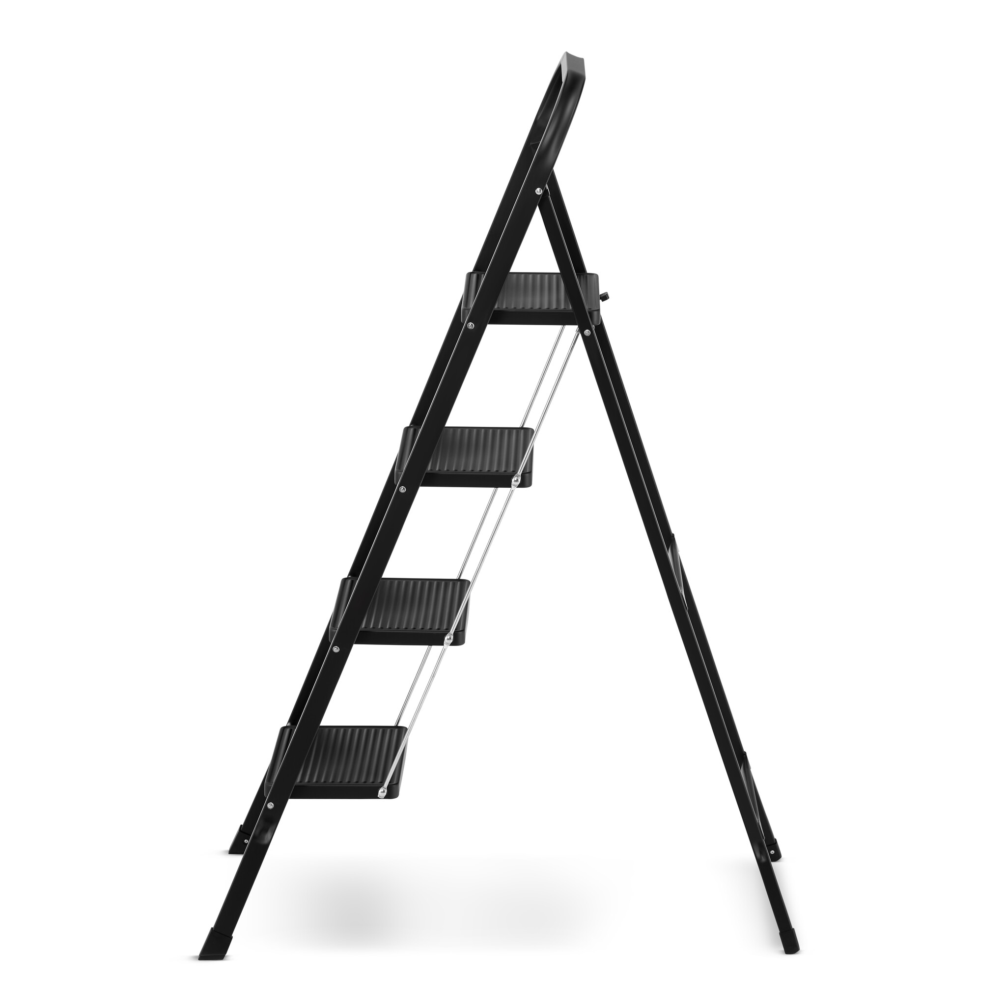 Huishoudtrap 4 treden - opvouwbaar - tot 150 kg - staal - zwart