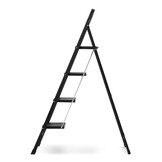 Huishoudtrap 4 treden - opvouwbaar - tot 150 kg - staal - zwart