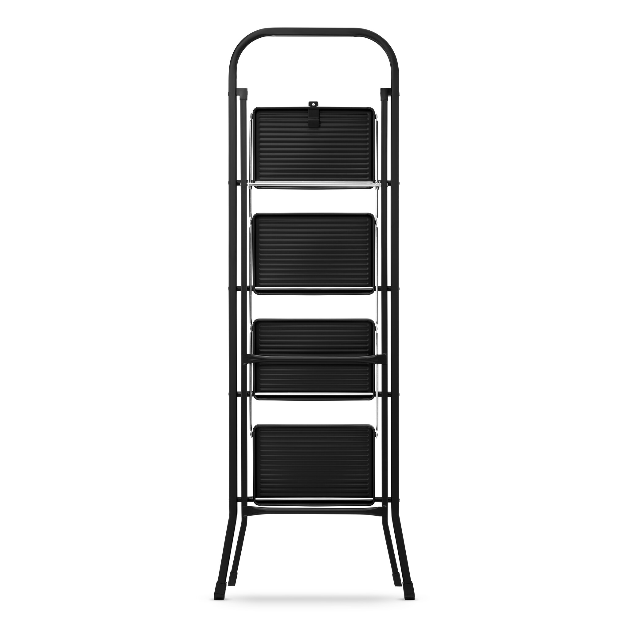 Huishoudtrap 4 treden - opvouwbaar - tot 150 kg - staal - zwart