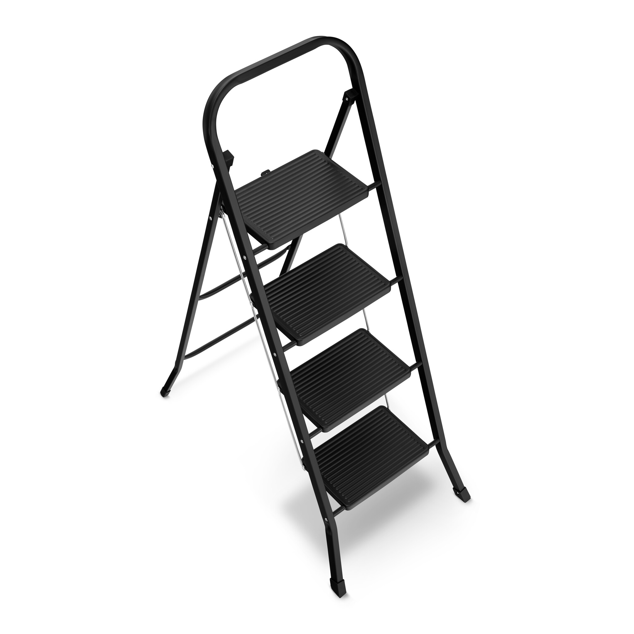 Huishoudtrap 4 treden - opvouwbaar - tot 150 kg - staal - zwart