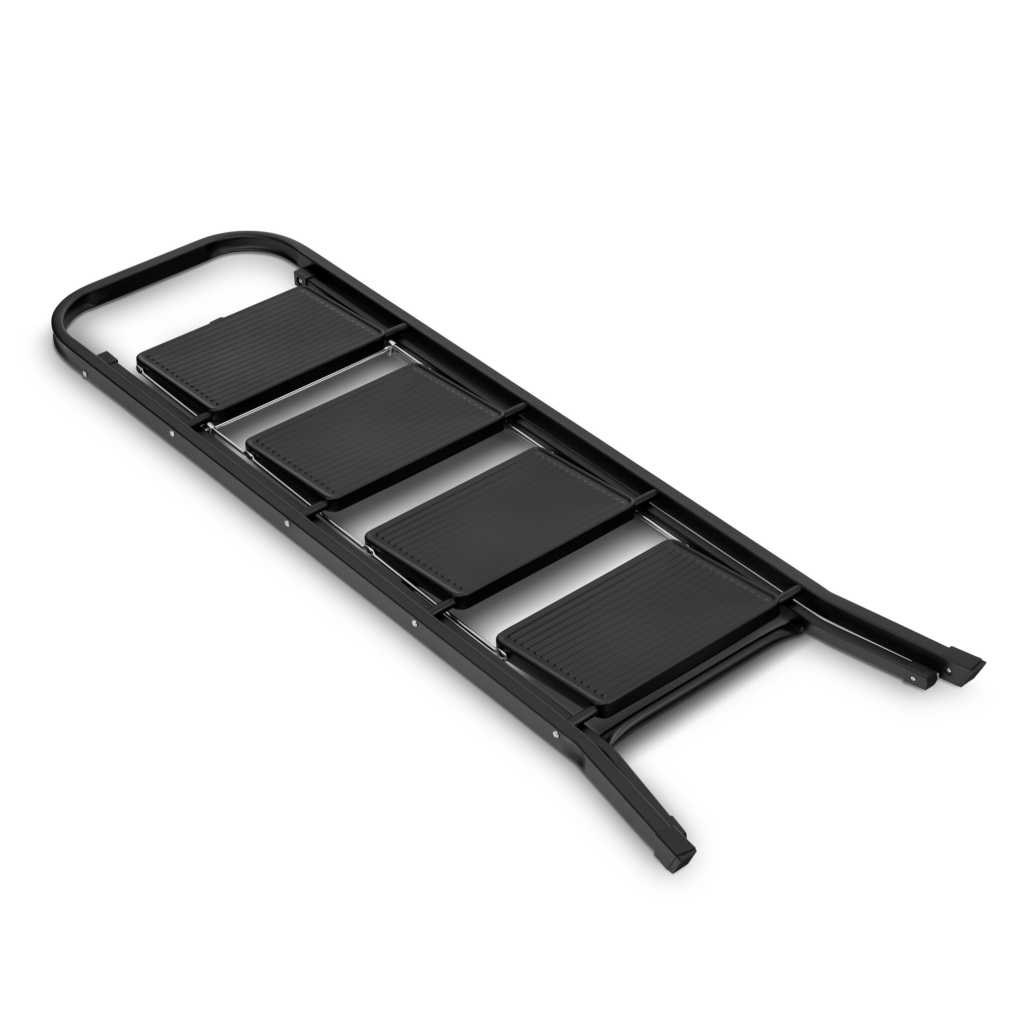 Huishoudtrap 4 treden - opvouwbaar - tot 150 kg - staal - zwart